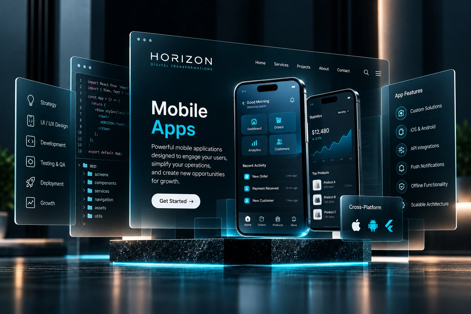 HORIZON mobile app development for iOS and Android
