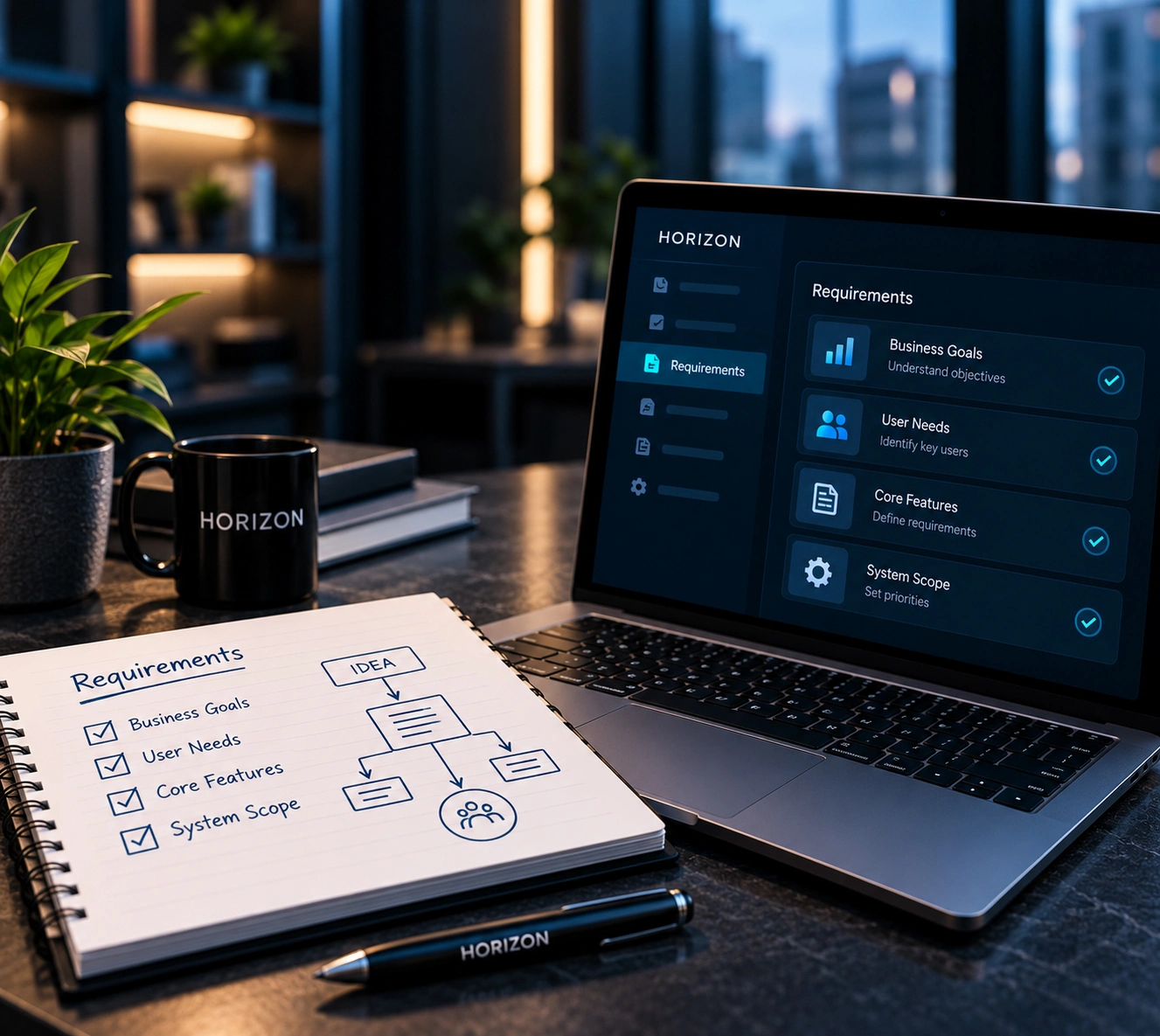 Business system requirements analysis covering workflows, users, data, and operational needs