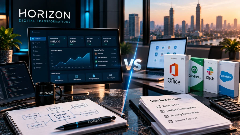Custom software vs off-the-shelf software comparison for business workflows, integrations, scalability, and control