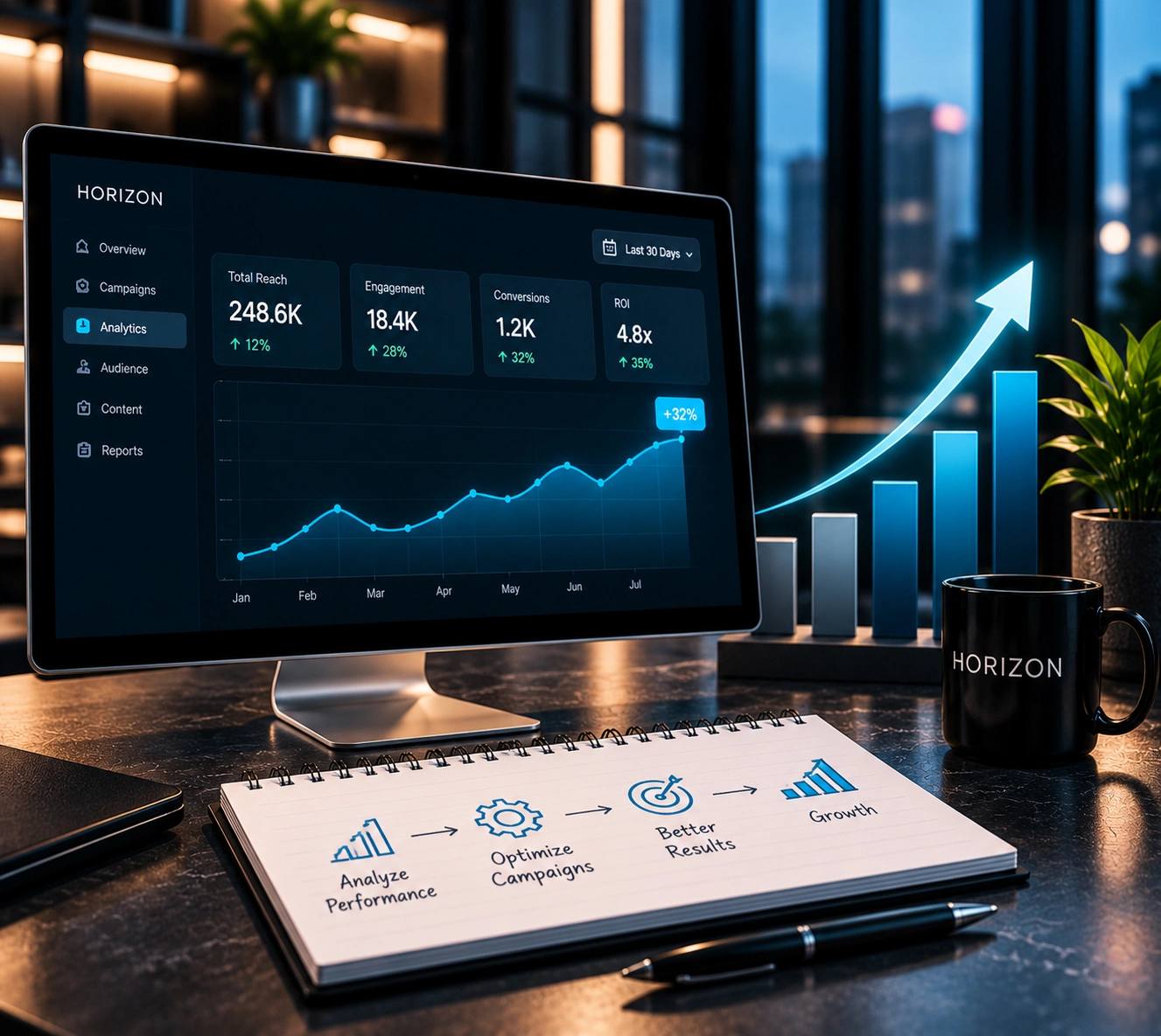 Digital marketing performance analysis and campaign optimization for business growth