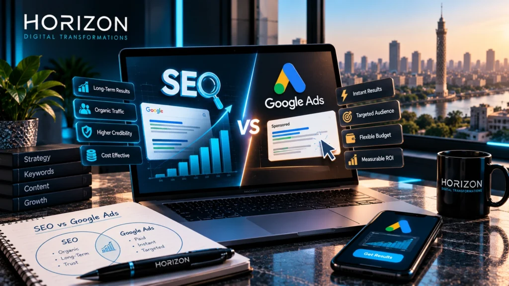 SEO vs Google Ads comparison for organic and paid search marketing in 2026