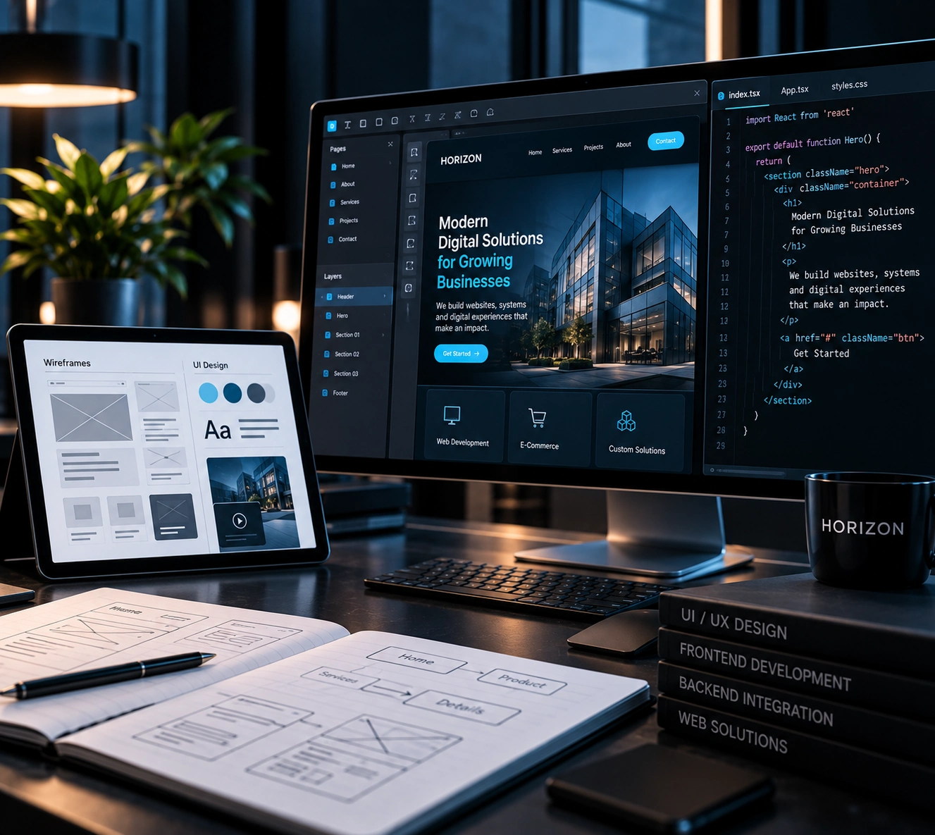 Responsive website design and development process for business websites and online stores